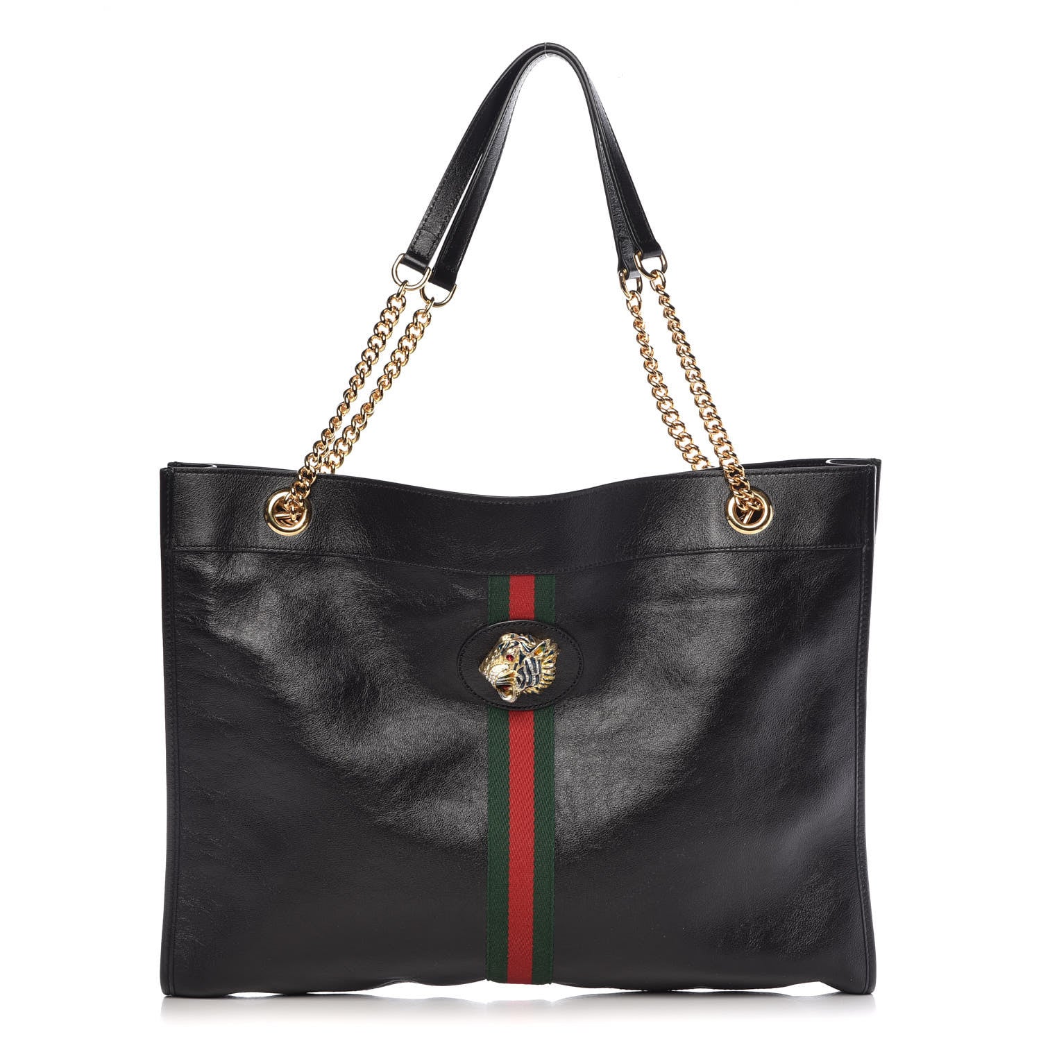 Gucci Calfskin Large Rajah Chain Tote Black 1 of 12
