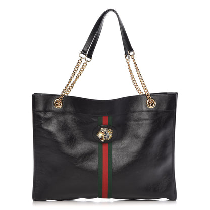 Gucci Calfskin Large Rajah Chain Tote Black 1 of 12
