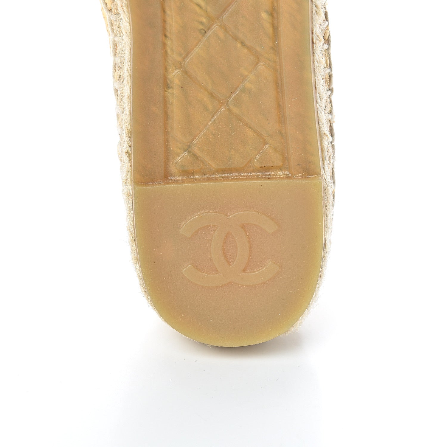 Chanel Woven Fabric Grosgrain CC Espadrilles 37 Beige Black 8 of 12