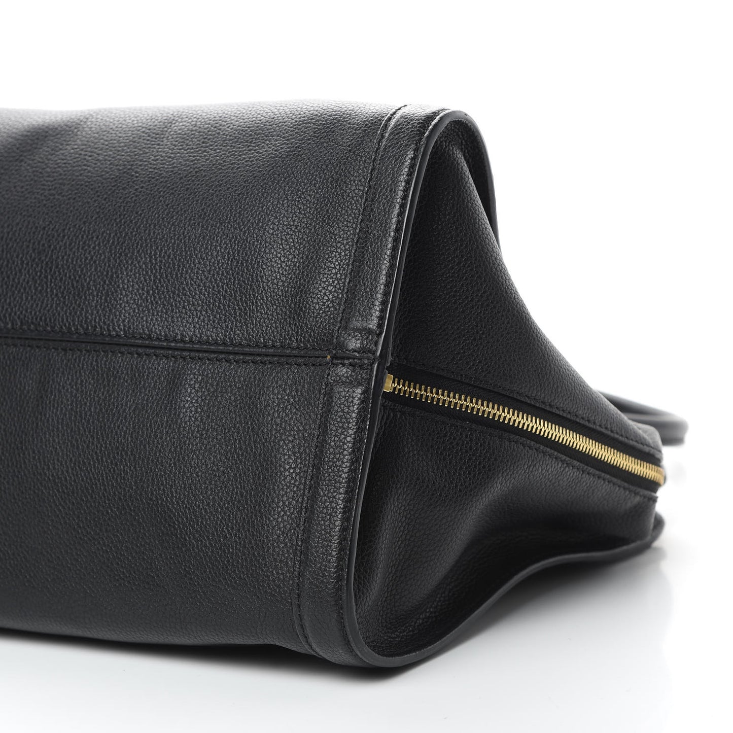 Pebbled Calfskin Large Skull Padlock Zip Around Tote Black