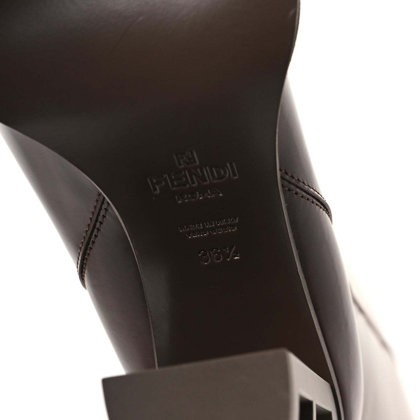 Vitello Abrasivato 110mm Cut Baguette Knee Boots 36.5 Cuoio