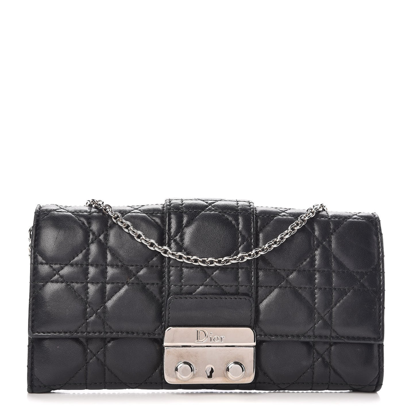 Lambskin Cannage New Lock Wallet Black