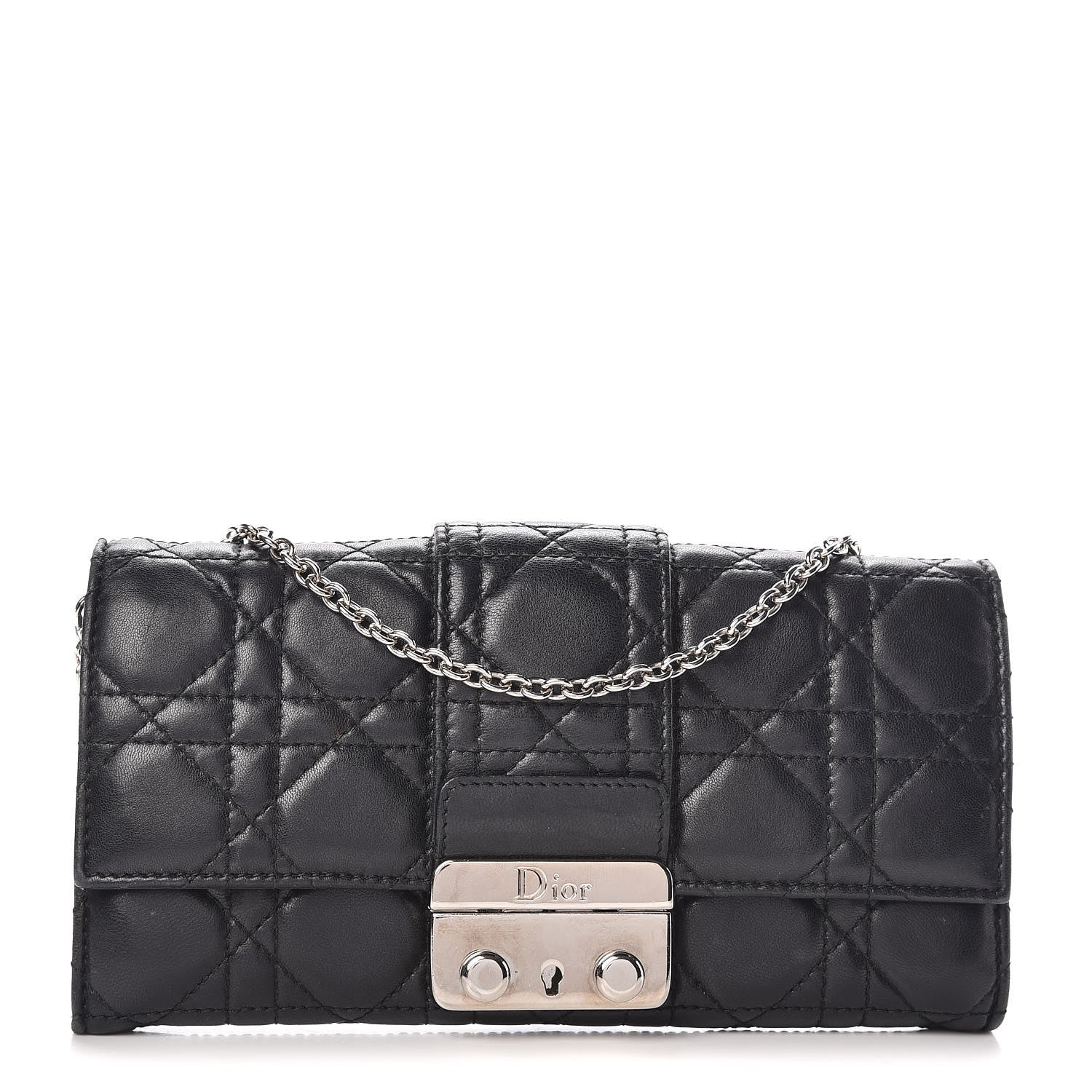 Christian Dior Lambskin Cannage New Lock Wallet Black 1 of 15