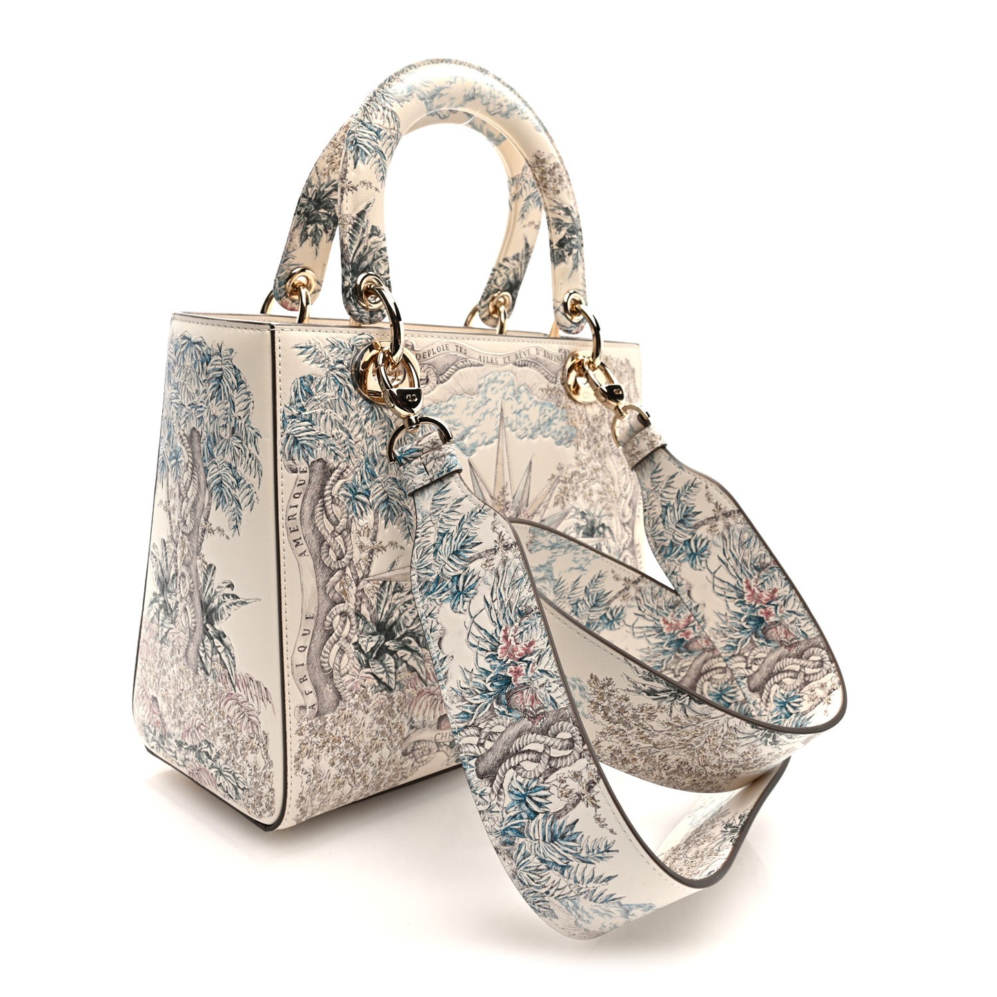 Calfskin Reve d'Infini Print Medium Lady Dior White Multicolor