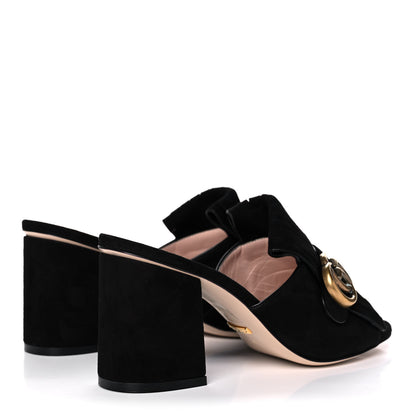 Gucci Kid Scamosciato GG Marmont Fringe 75mm Slide Sandals 38 Black 4 of 10