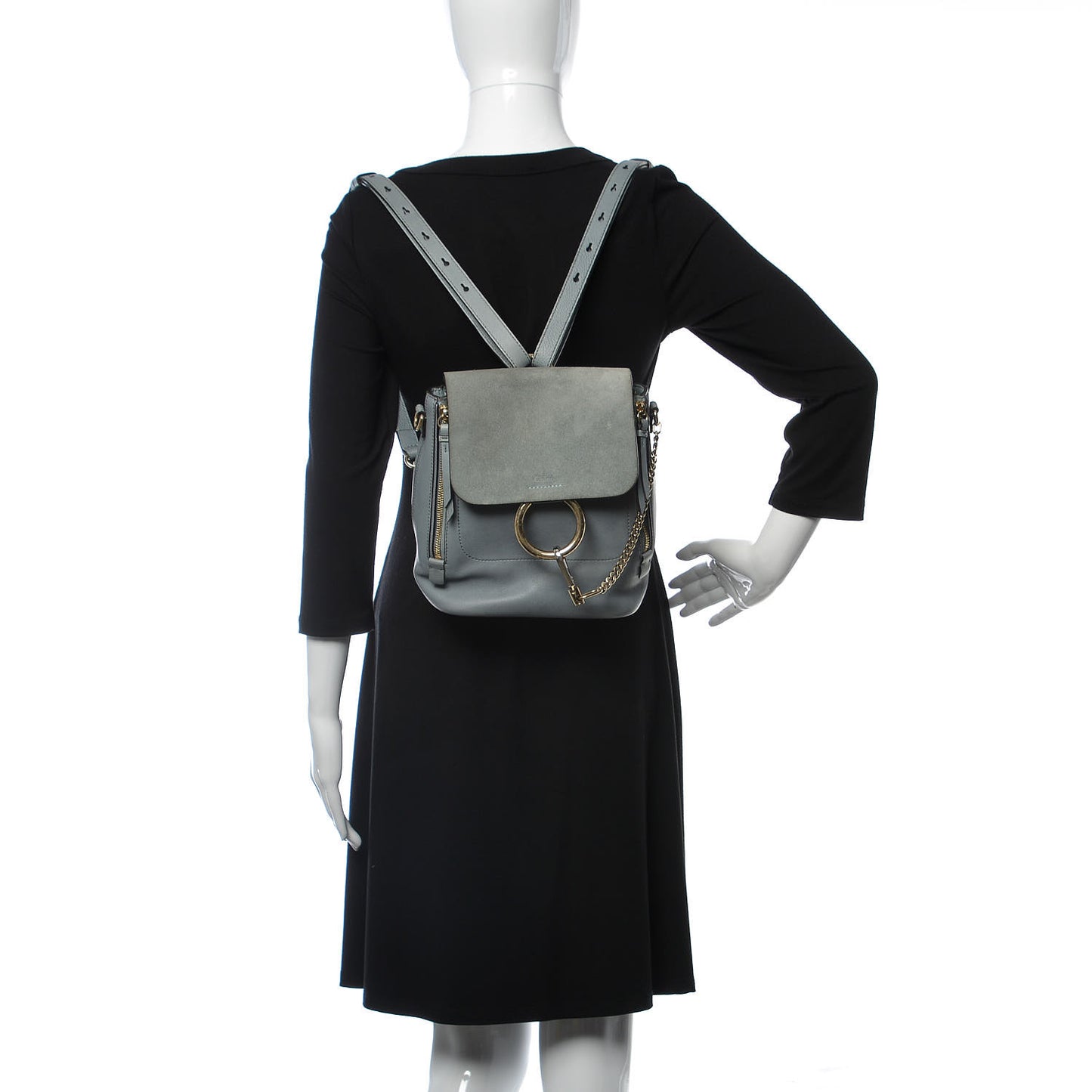 Suede Calfskin Small Faye Backpack Cloudy Blue