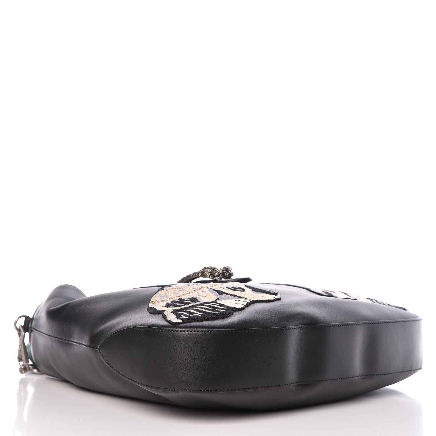 Gucci Calfskin Web Dog Embroidered Large Dionysus Hobo Black 5 of 12