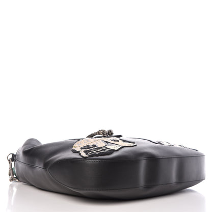 Gucci Calfskin Web Dog Embroidered Large Dionysus Hobo Black 5 of 12