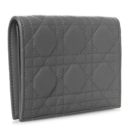 Christian Dior Supple Calfskin Cannage Caro Slim Wallet Cloud Blue 3 of 8