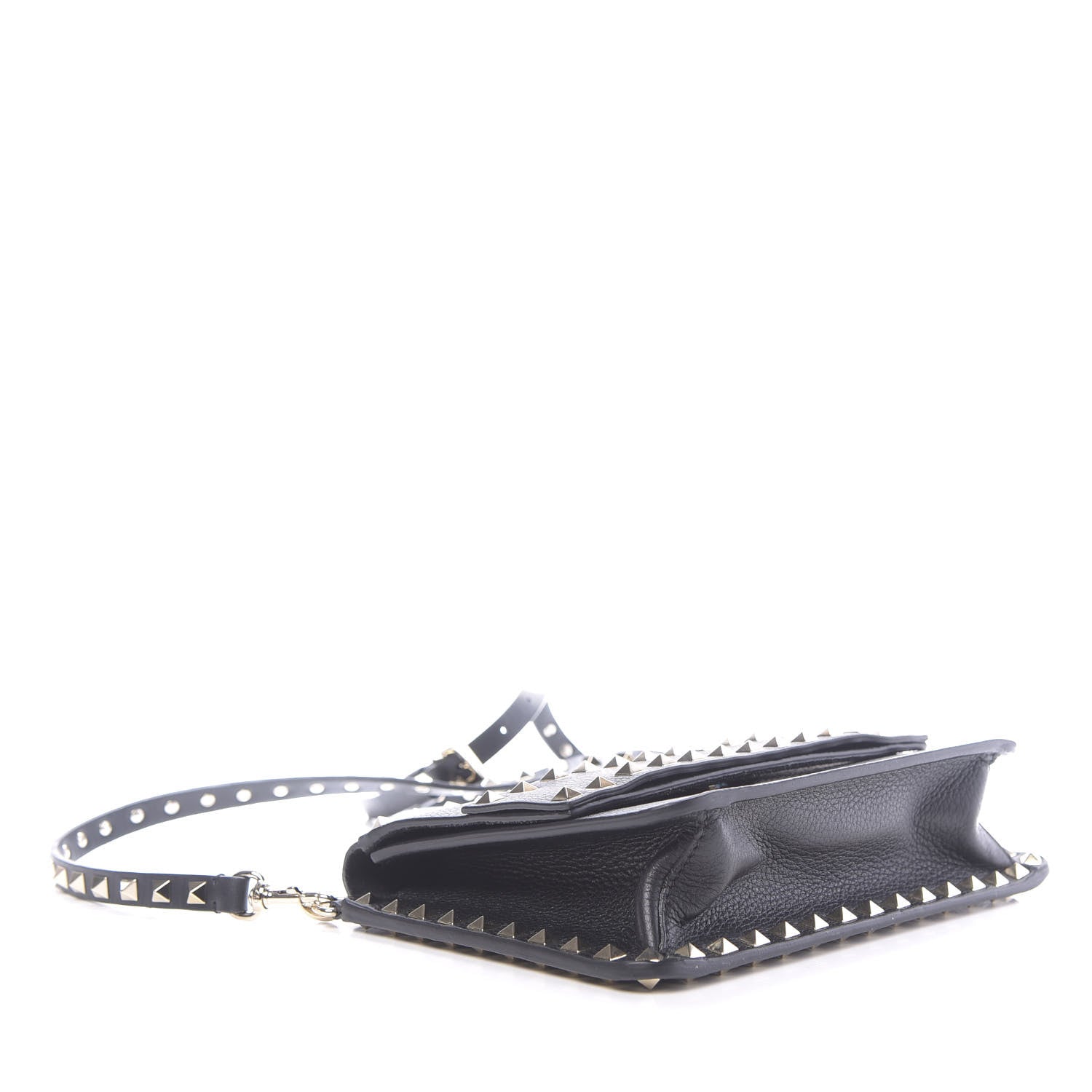 Valentino Garavani Pebbled Calfskin Rockstud Side Slip Crossbody Black 4 of 10