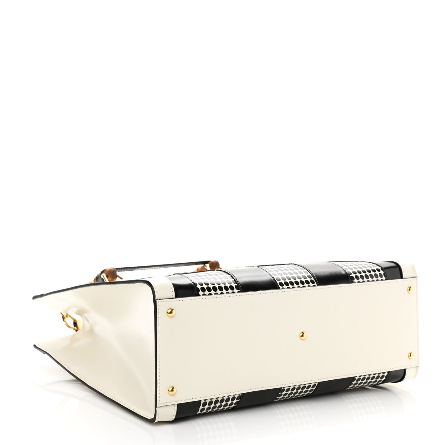 Calfskin Geometric Inlay Medium Diana Tote Bag White Black