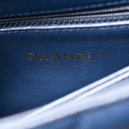 Chanel Caviar Quilted Lizard Embossed Mini Coco Handle Flap Navy Blue 6 of 11