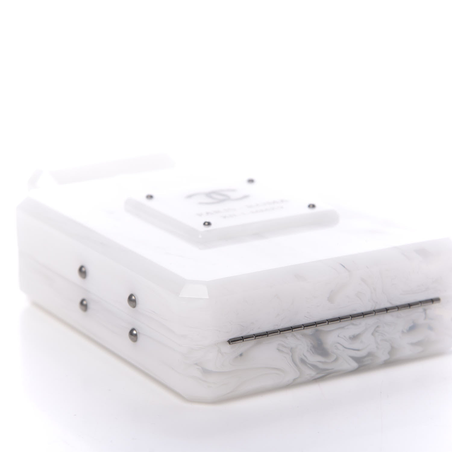 Chanel Marbled Plexiglass Buonasera Perfume Bottle Clutch White 7 of 8