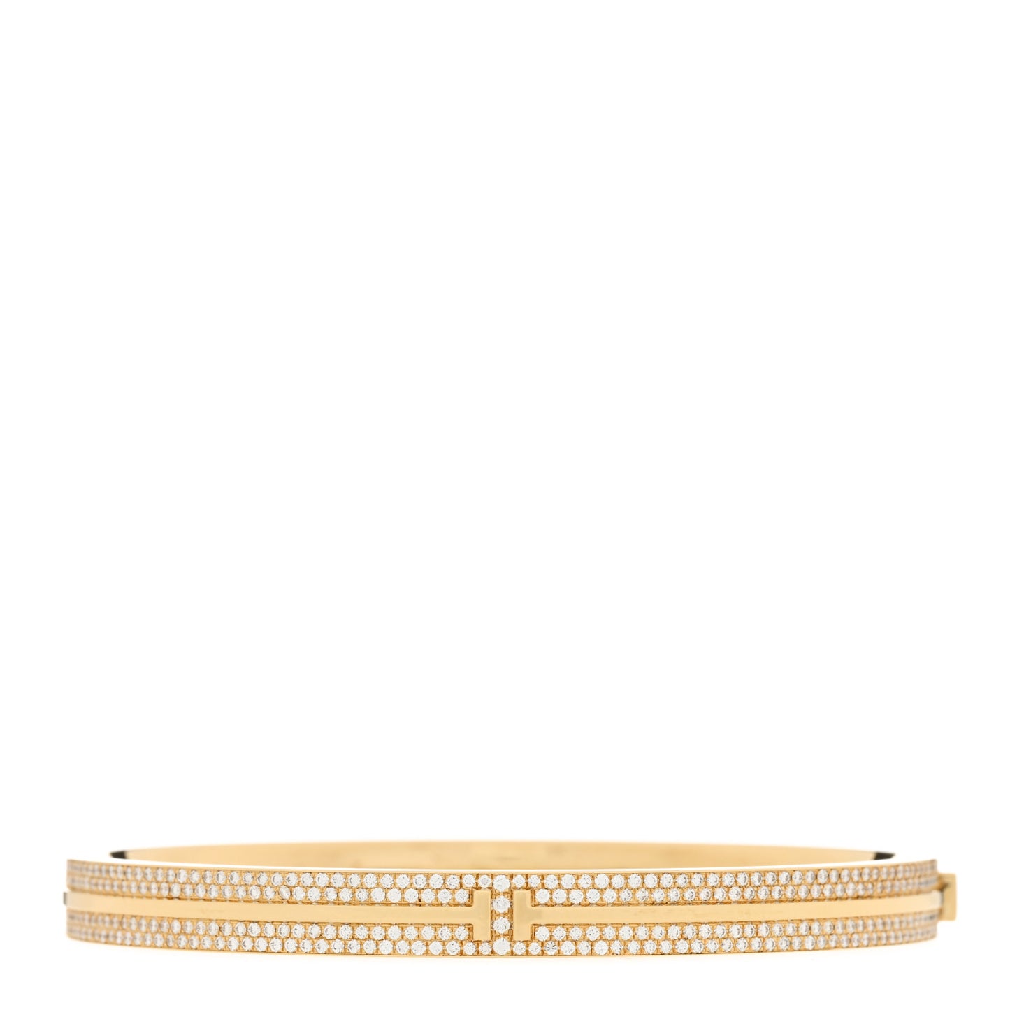 18K Yellow Gold Diamond T Hinged Pave Bracelet