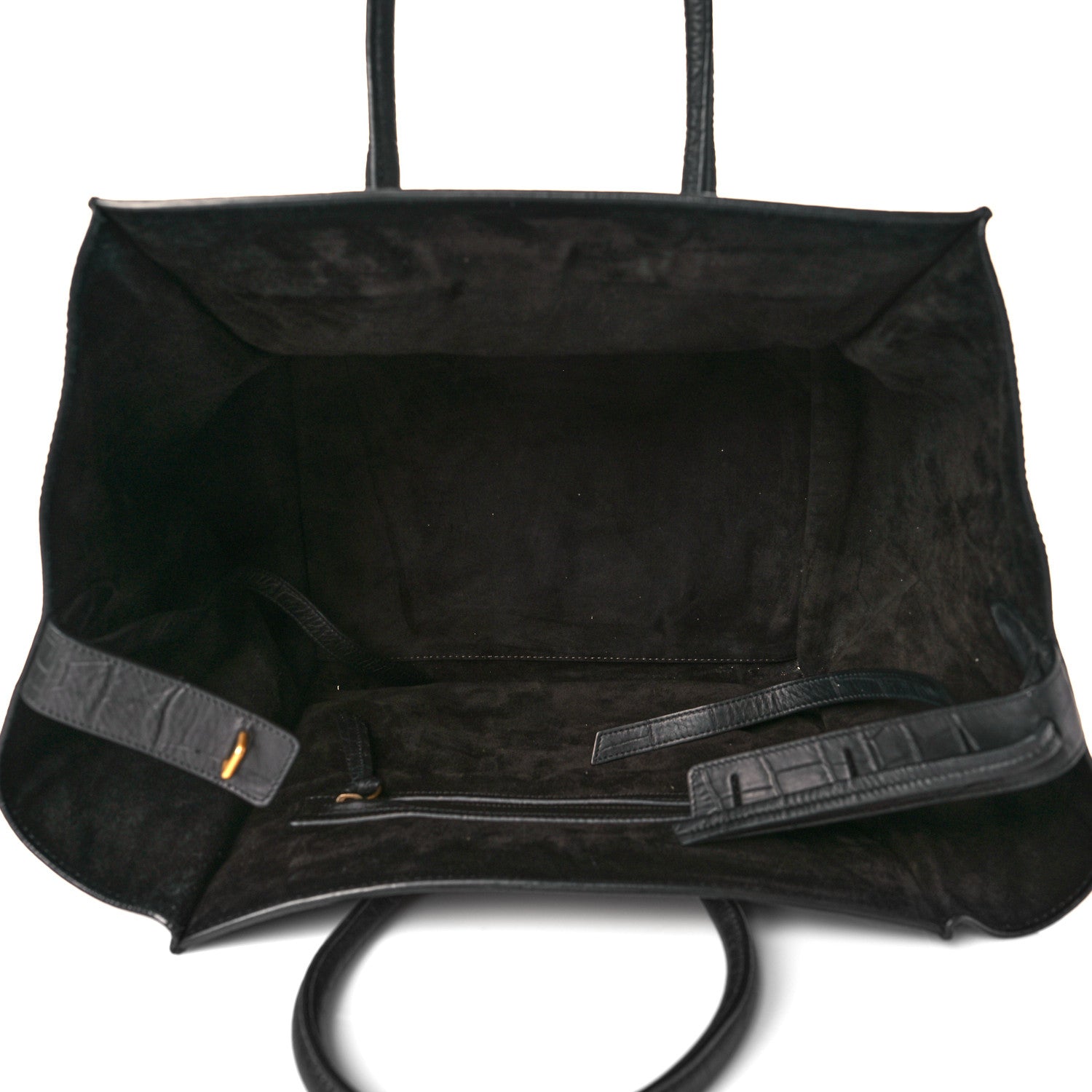 Celine Calfskin Crocodile Embossed Medium Phantom Luggage Black 5 of 11