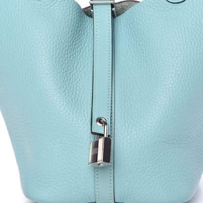 Hermes Taurillon Clemence Picotin Lock 18 PM Bleu Atoll 8 of 11