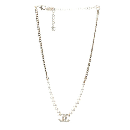 Chanel Pearl Crystal Chain CC Necklace Gold 3 of 6