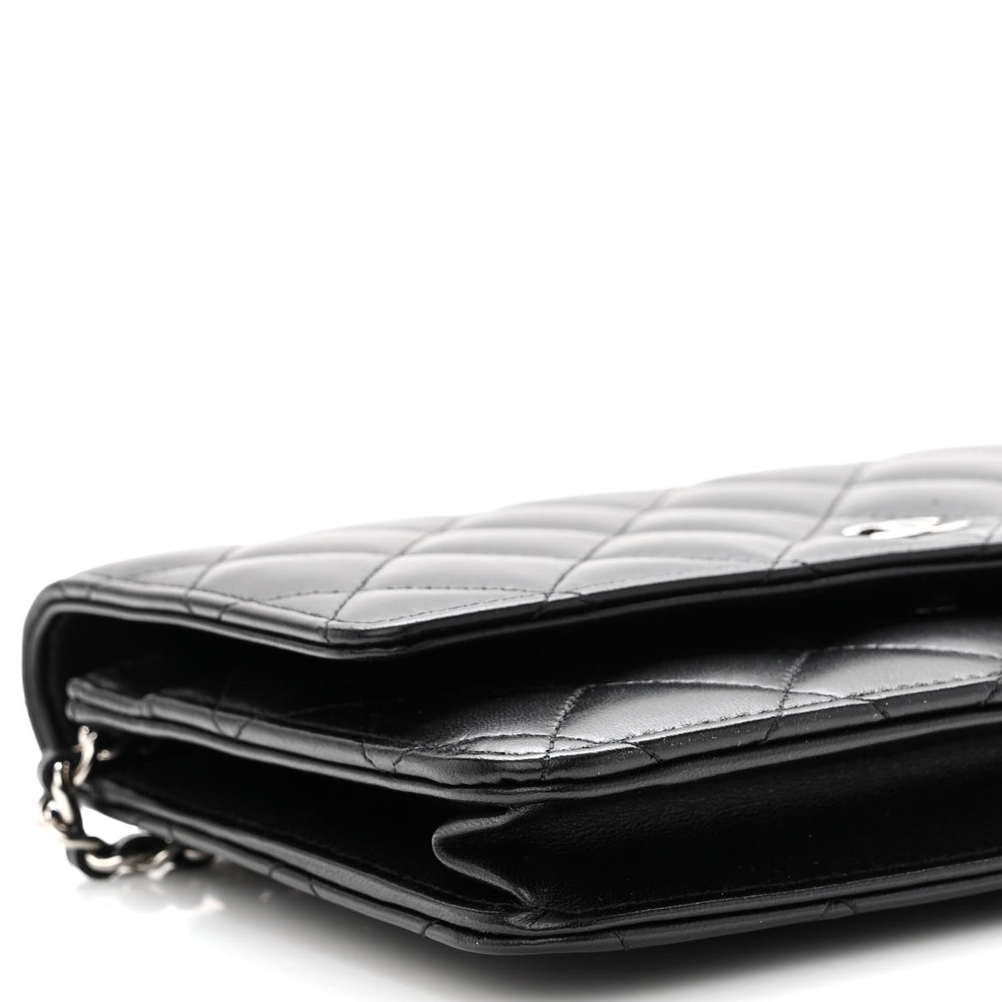 Lambskin Quilted Wallet On Chain WOC Black