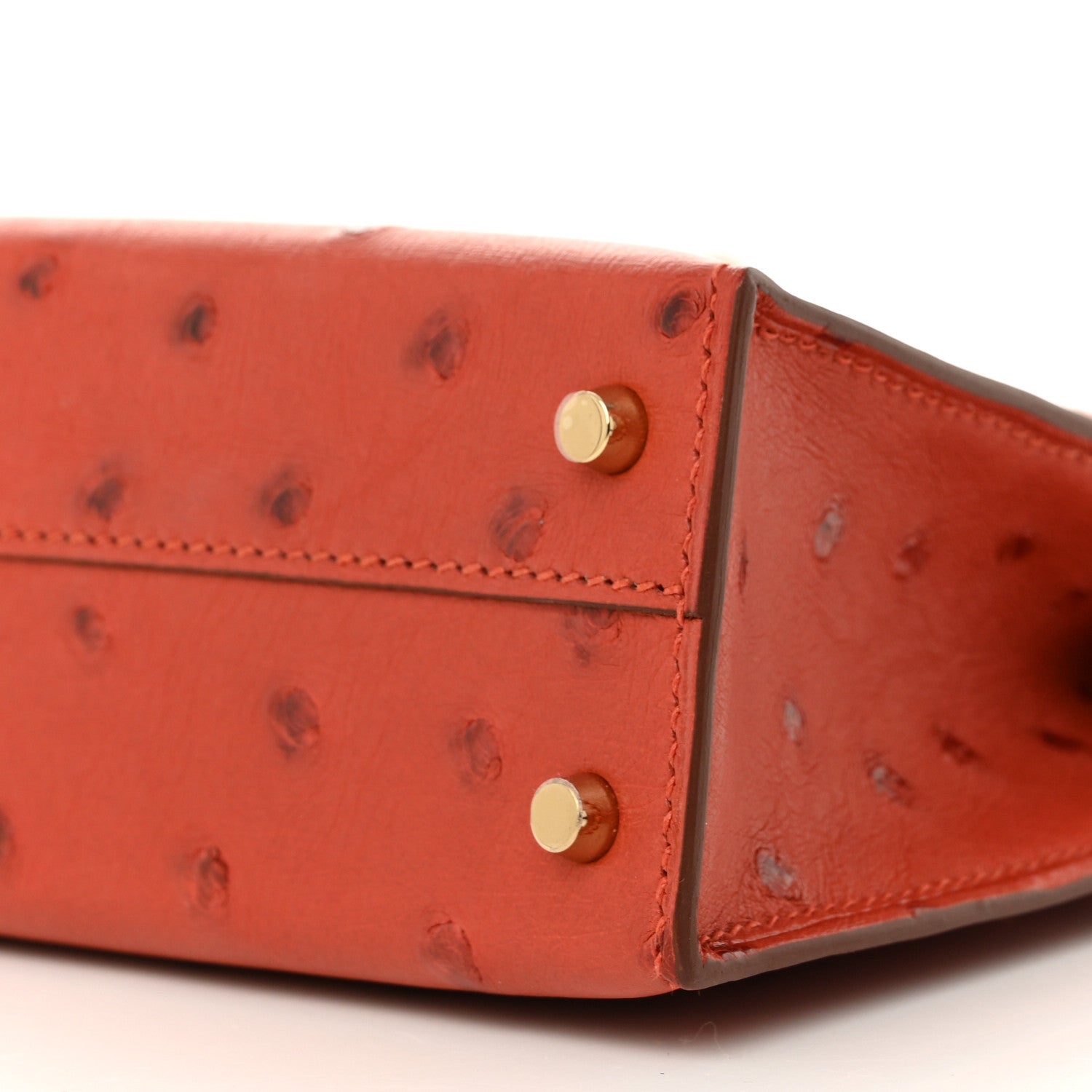 Hermes Ostrich Horseshoe Kelly Sellier Mini 20 Cuivre Rose Extreme 9 of 10