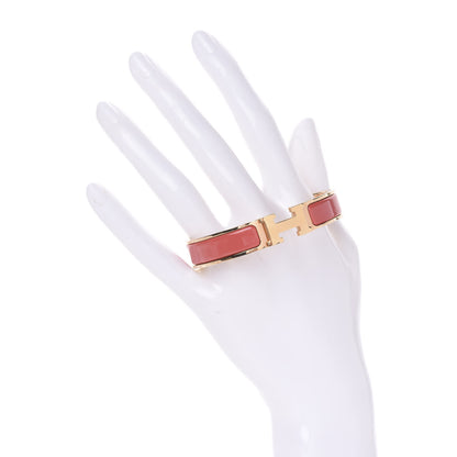 Hermes Narrow Enamel Clic Clac H Bracelet GM Rouge Corail 2 of 4