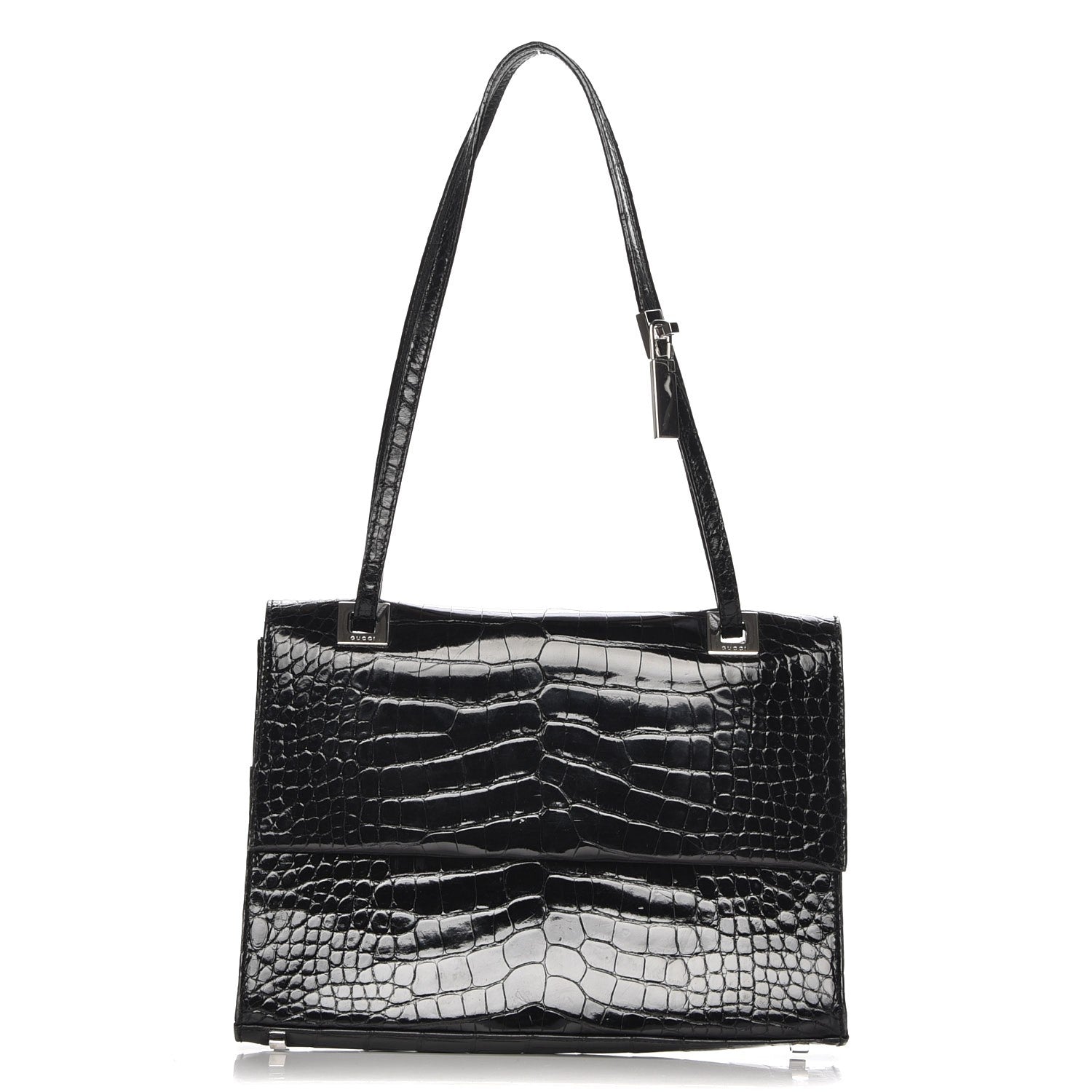 Gucci Alligator Shoulder Bag Black 1 of 7