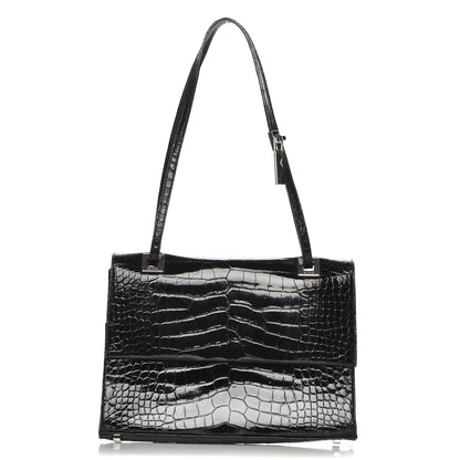 Gucci Alligator Shoulder Bag Black 1 of 7