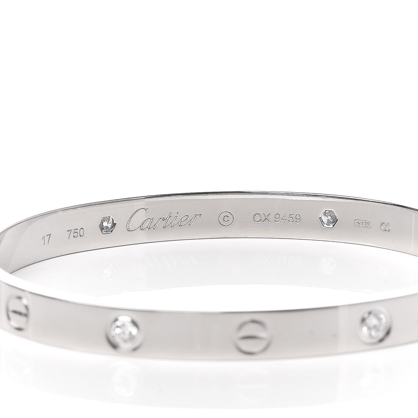 18K White Gold 4 Diamond LOVE Bracelet 17