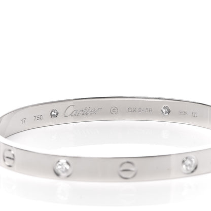 Cartier 18K White Gold 4 Diamond LOVE Bracelet 17 5 of 6