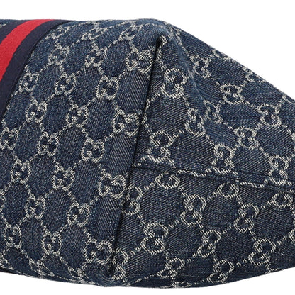 Gucci Denim GG Monogram Web Small Giglio Tote Blue White 10 of 10