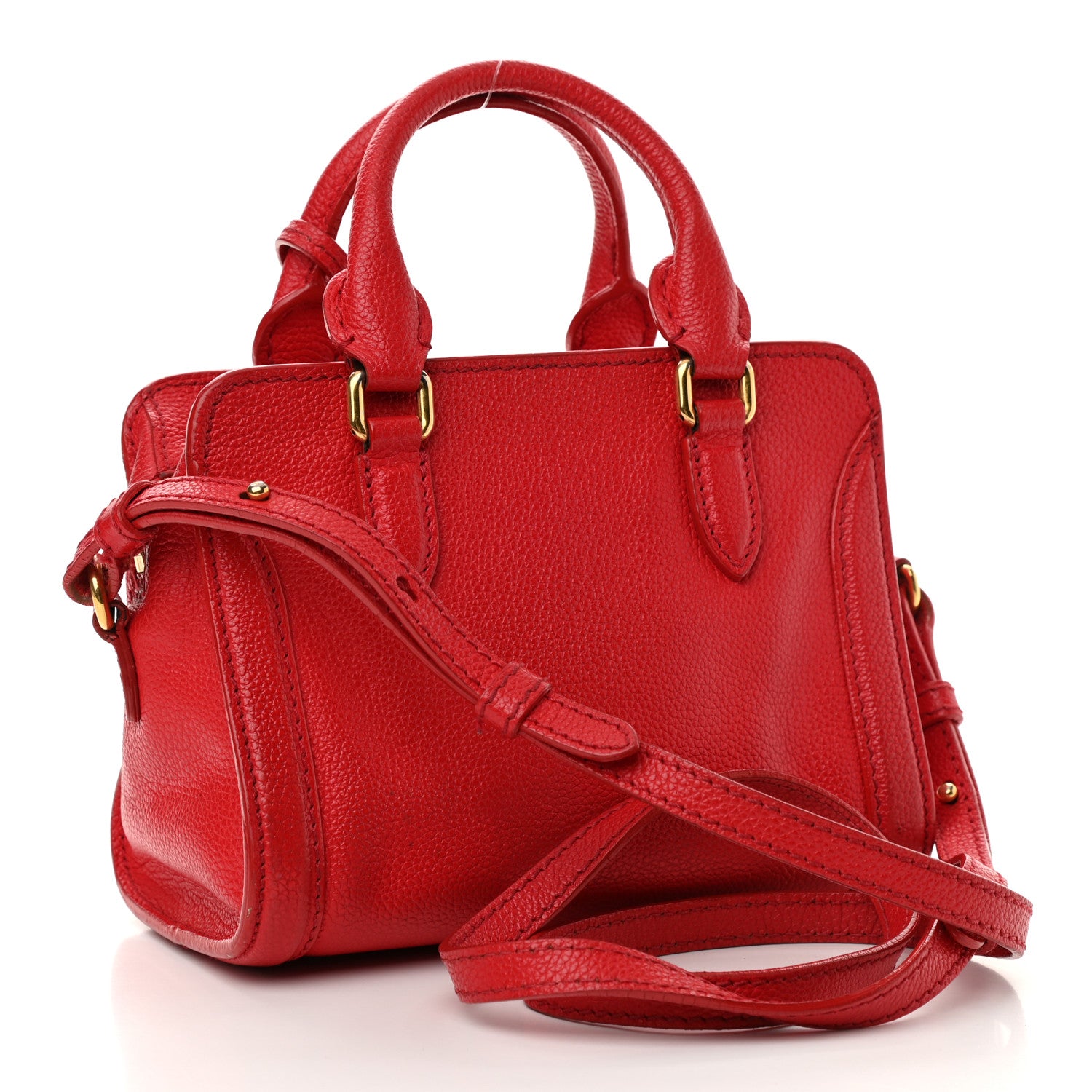 Alexander McQueen Calfskin Mini Skull Padlock Zip Around Tote Red 3 of 13
