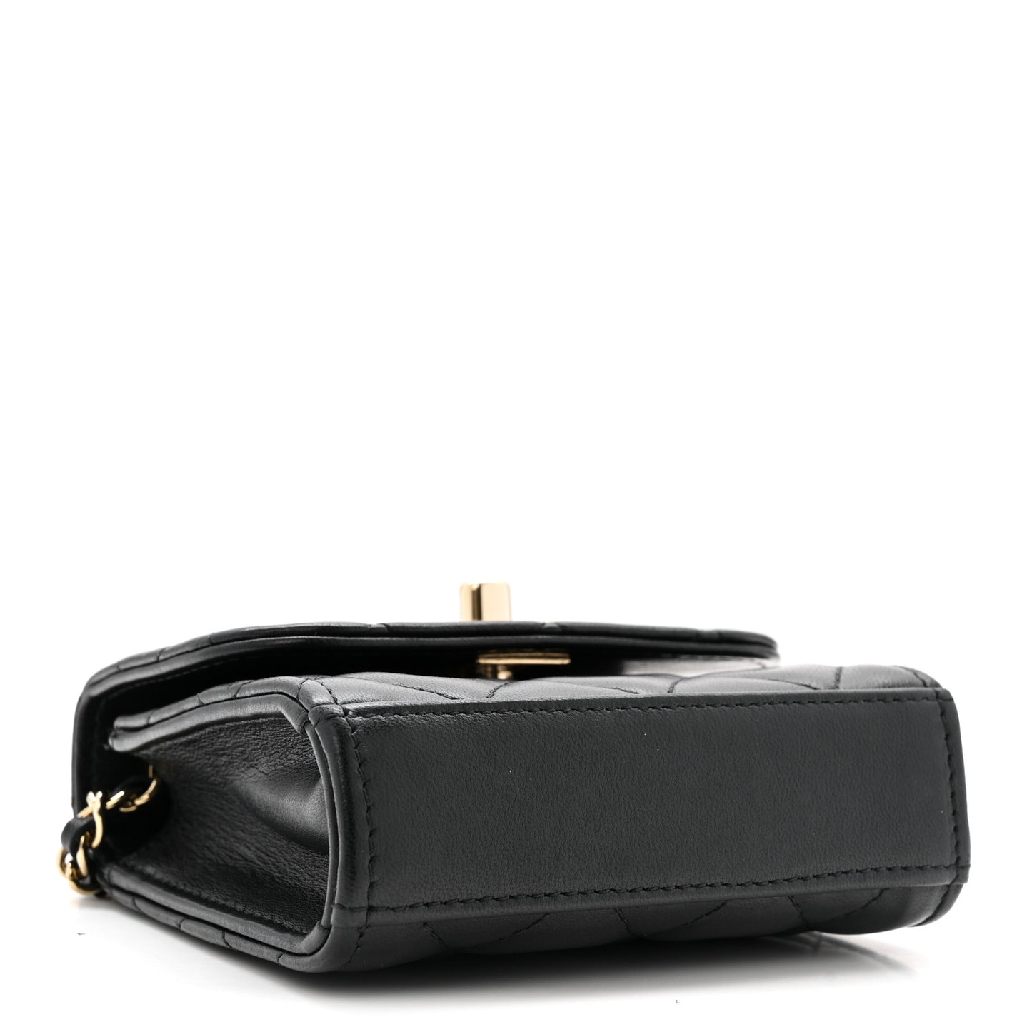 Lambskin Quilted Mini Trendy CC Clutch With Chain Black