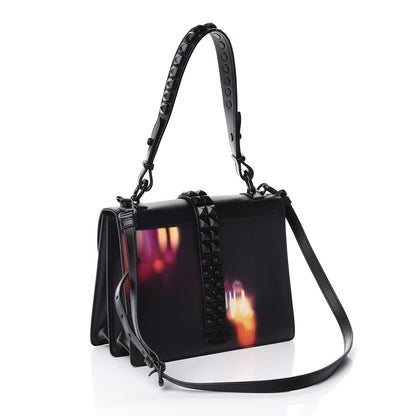 Prada Saffiano City Lights Print Studded Elektra Shoulder Bag Black Fuxia 4 of 9