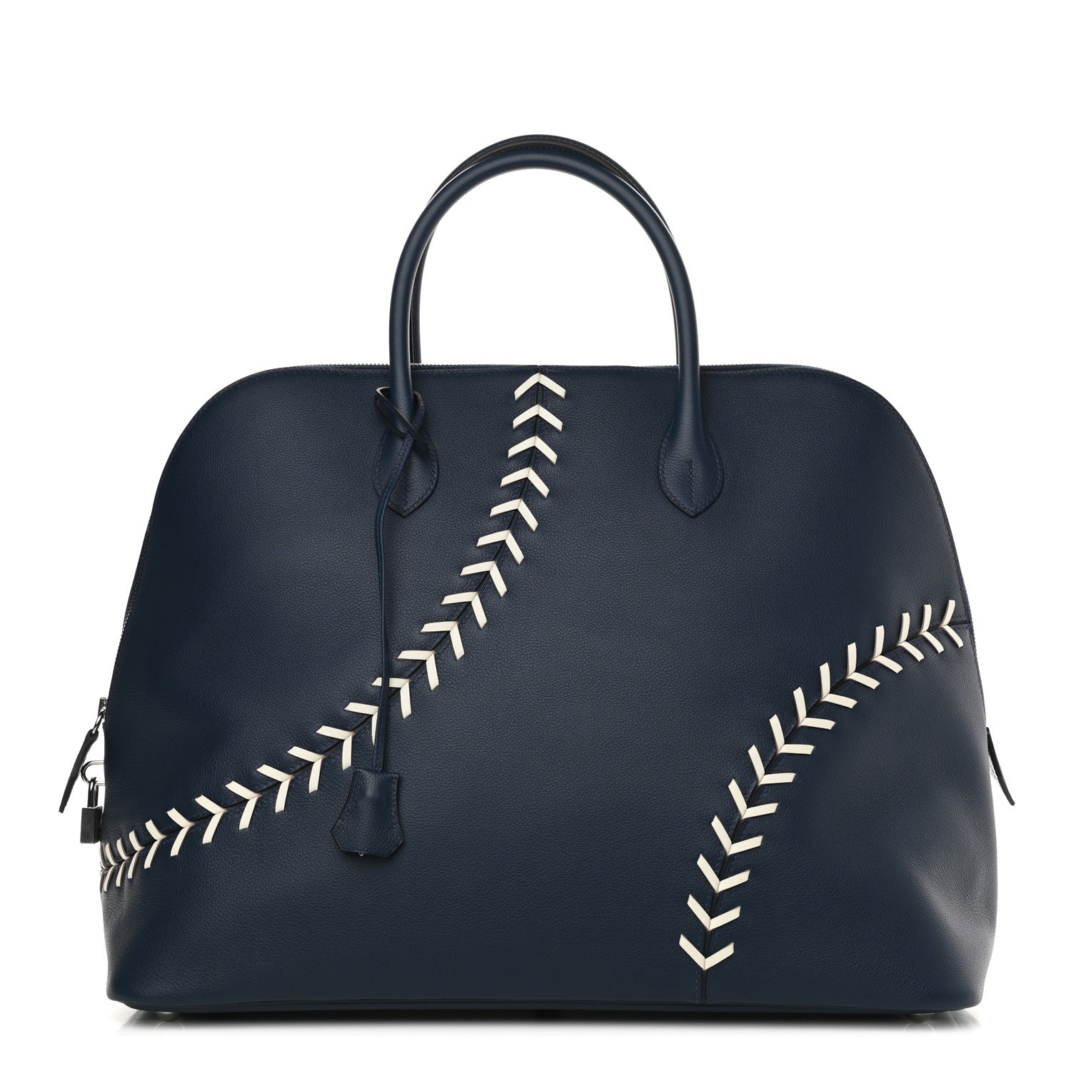 Hermes Evercolor 1923 Bolide 45 Baseball Bag Bleu De Malte Blanc 1 of 10