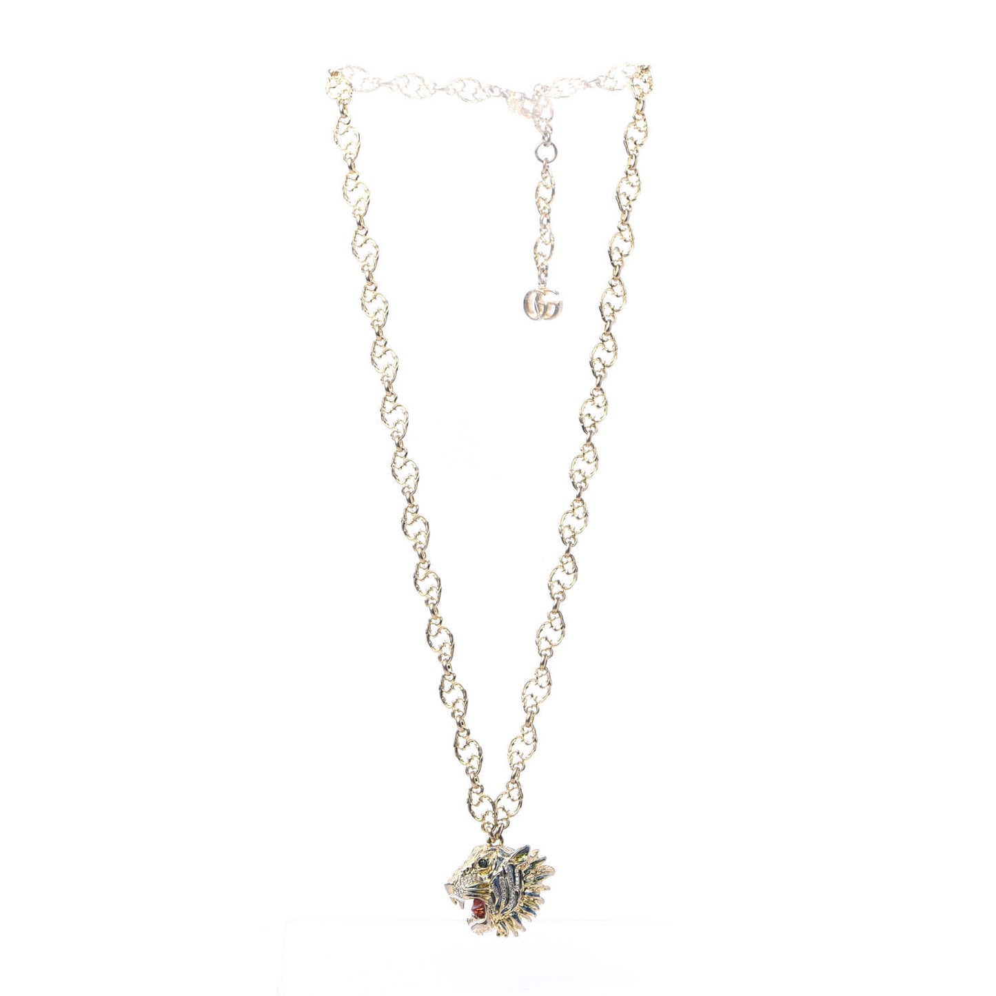 Metal Crystal Enamel Rajah Necklace Gold Blue