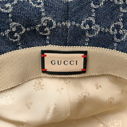 Gucci Washed Jacquard Denim Nappa GG Monogram Oscar Bucket Hat M Denim Cuir 7 of 9