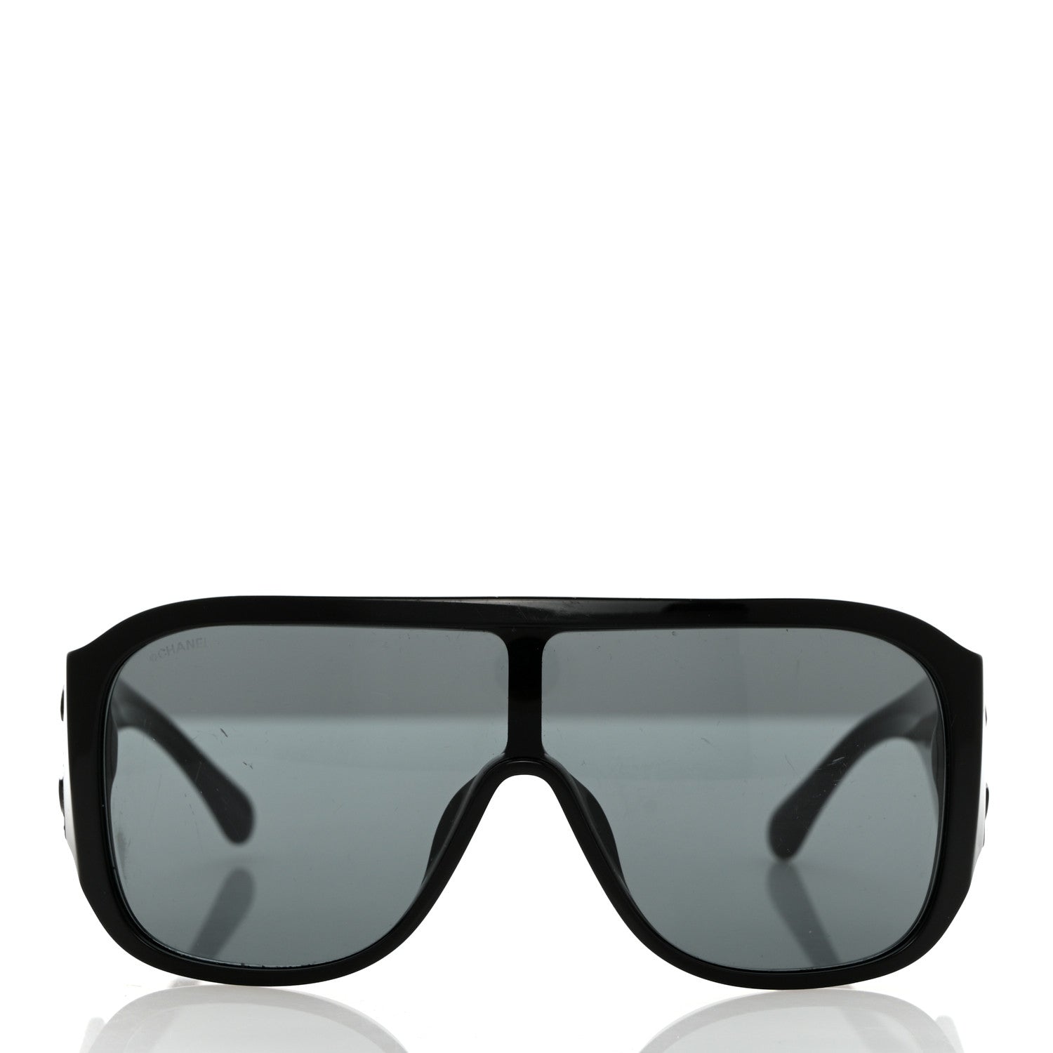 Chanel Acetate Crystal CC Shield Sunglasses 5466-B Black 2 of 11