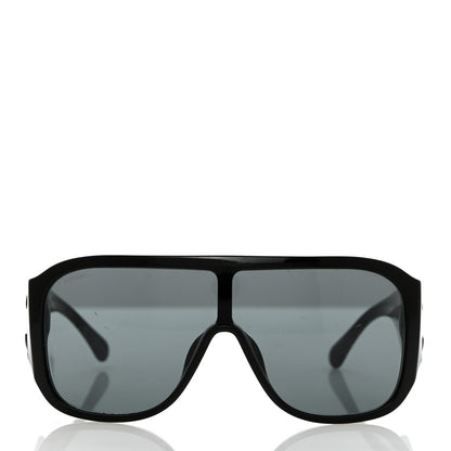 Chanel Acetate Crystal CC Shield Sunglasses 5466-B Black 2 of 11