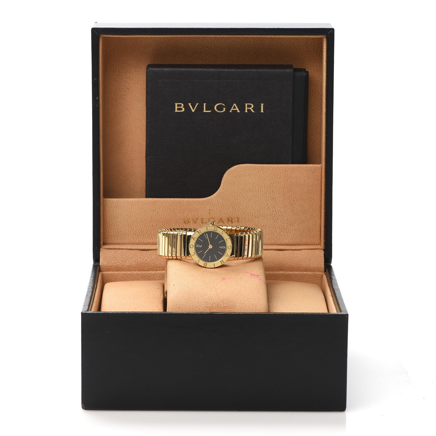 Bulgari 18K Yellow Gold 23mm Tubogas Quartz Watch Black 13 of 14