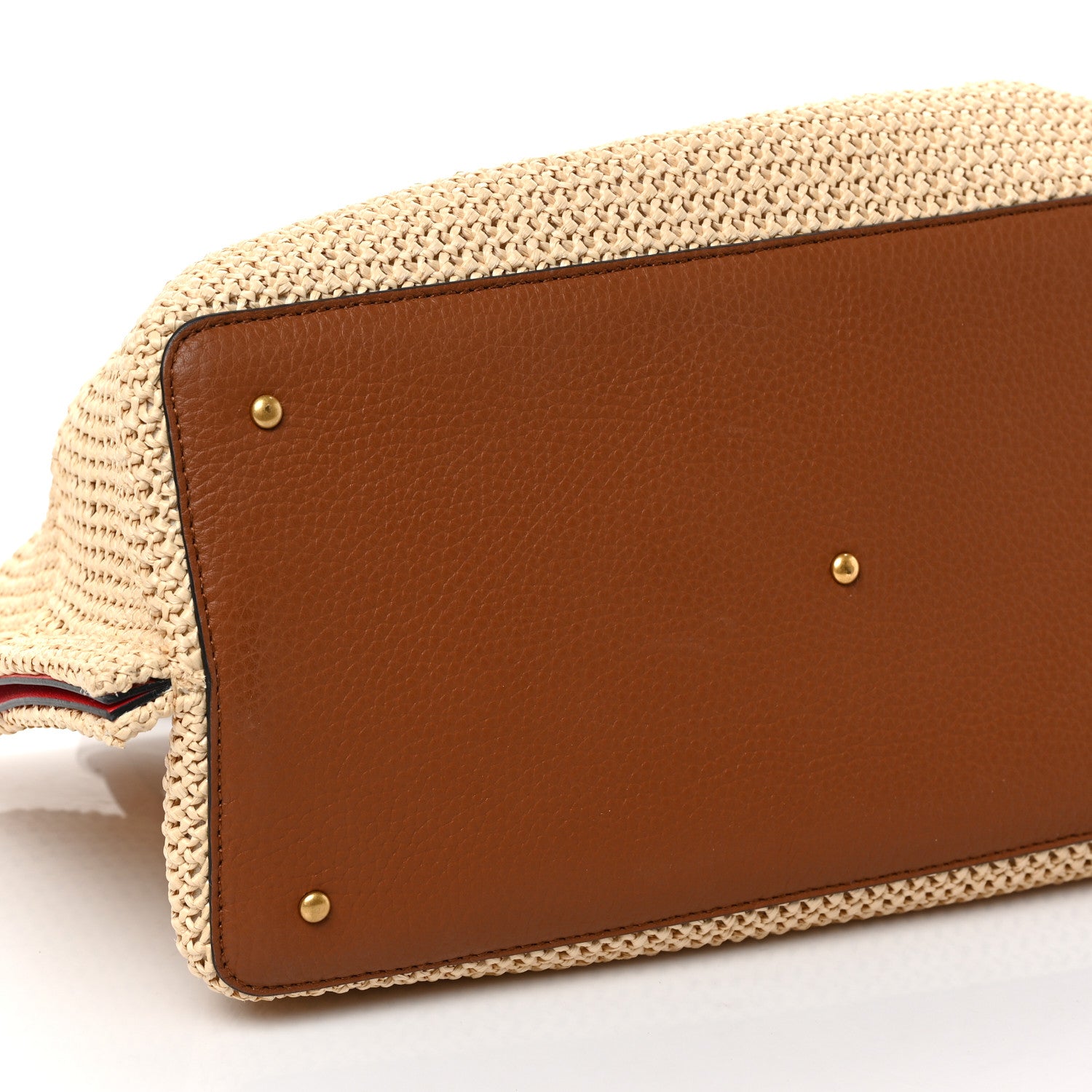 Valentino Garavani Raffia Grained Calfskin Medium Rockstud Vlogo Tote Naturale 7 of 8