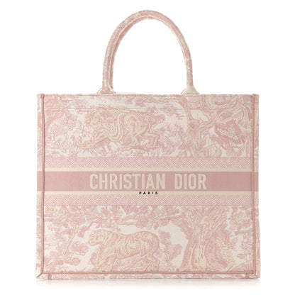 Christian Dior Canvas Toile De Jouy Embroidered Large Book Tote Pink 1 of 9