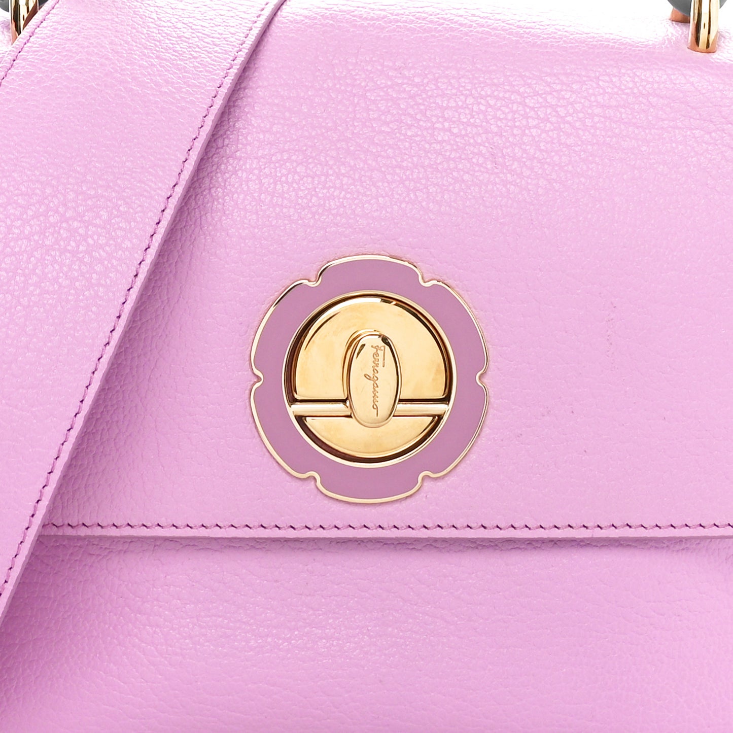 Calfskin Flower Flap Bag Pink