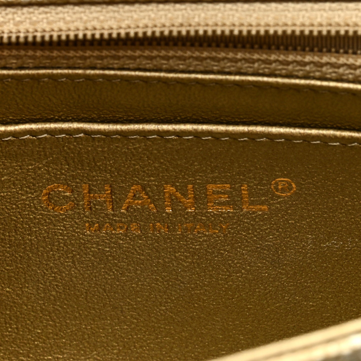 Metallic Caviar Quilted Mini Rectangular Flap Gold