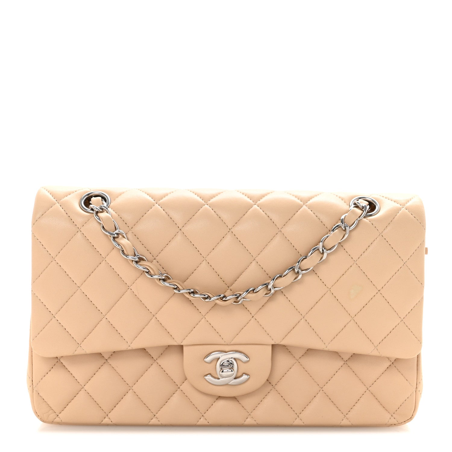 Chanel Lambskin Quilted Medium Double Flap Beige 1 of 10