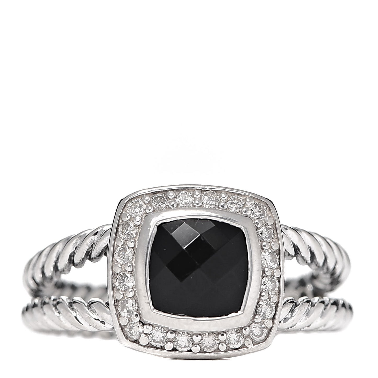 Sterling Silver Diamond Black Onyx 7mm Petite Albion Ring 54 7