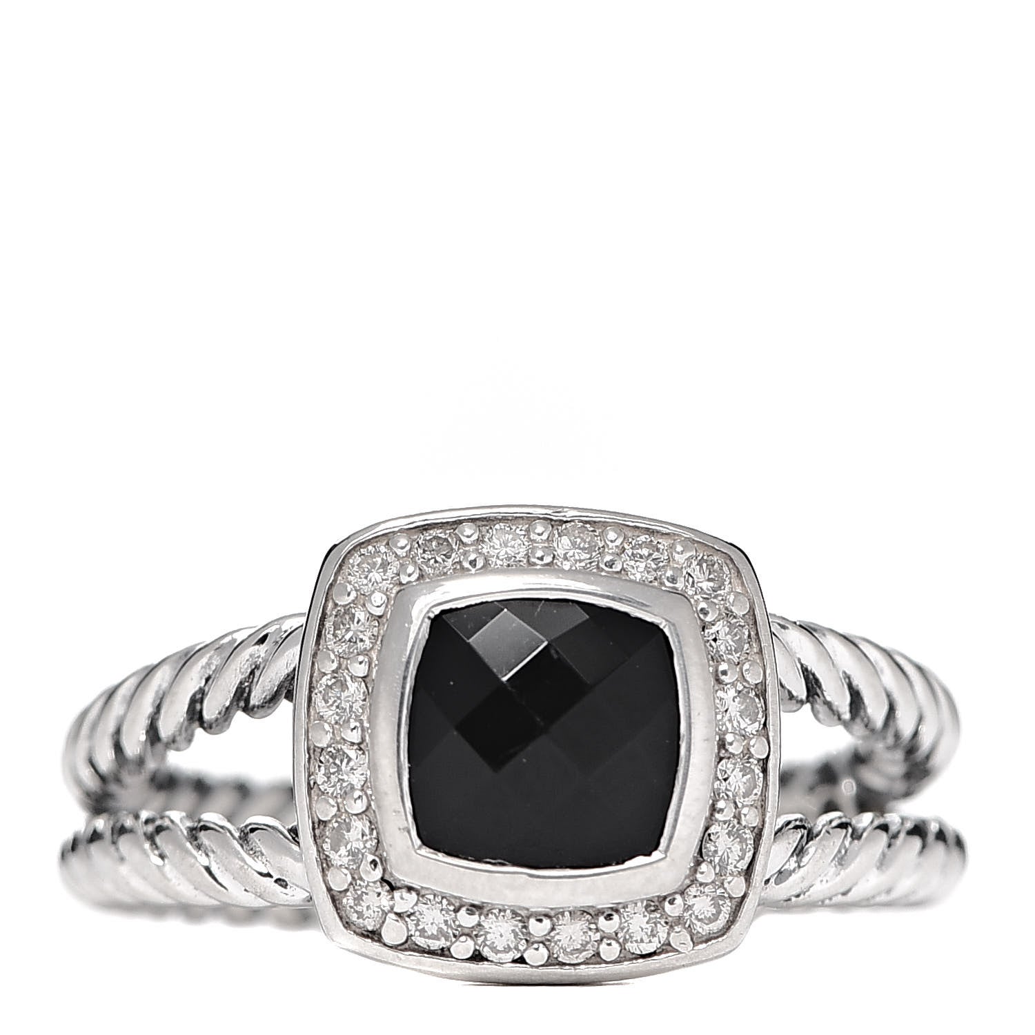 David Yurman Sterling Silver Diamond Black Onyx 7mm Petite Albion Ring 54 7 1 of 5