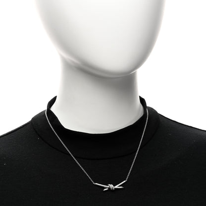 Tiffany 18K White Gold Diamond Knot Pave Necklace 2 of 6