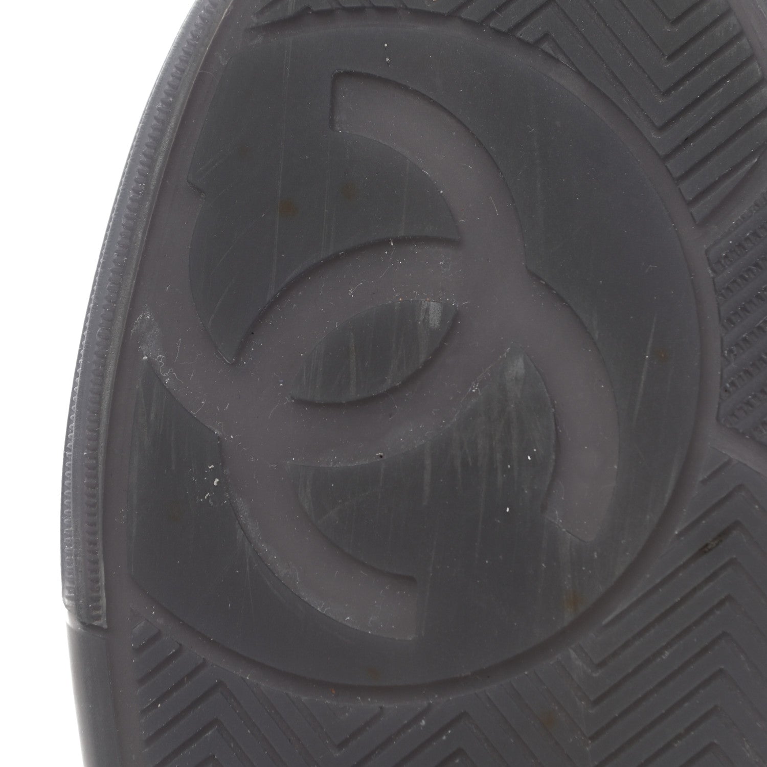 Chanel Grained Calfskin Fabric Womens Logo Sneakers 38.5 White Black 10 of 11