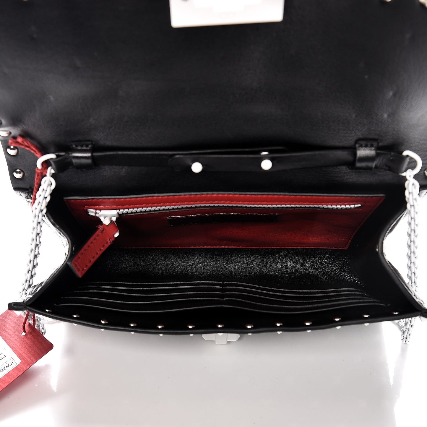 Lambskin Free Rockstud Spike Wallet On Chain Black