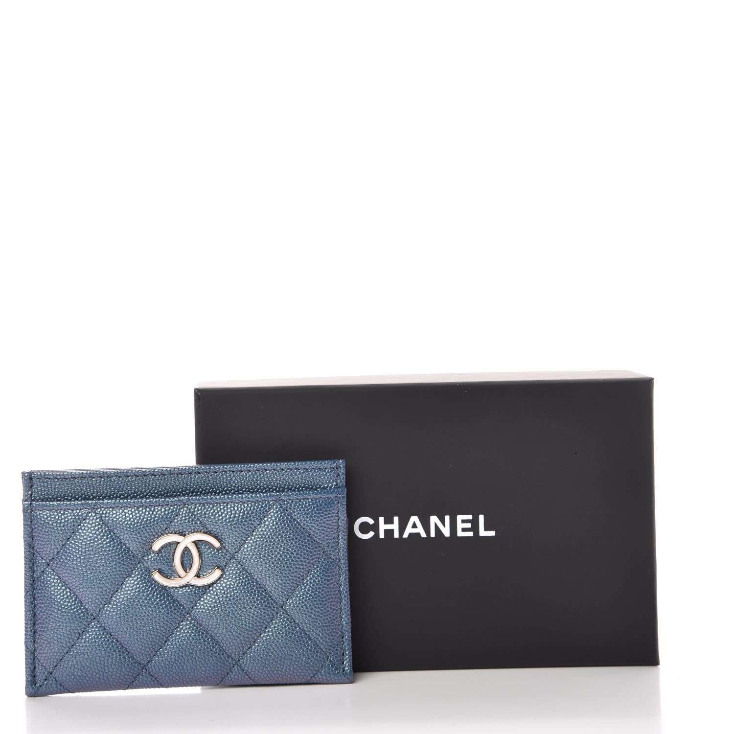 Chanel Iridescent Caviar Quilted Card Holder Dark Blue 9 of 9