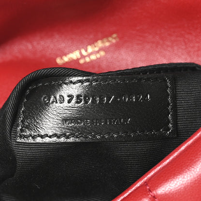 Saint Laurent Lambskin Quilted Toy Loulou Puffer Monogram Chain Satchel Red 7 of 10